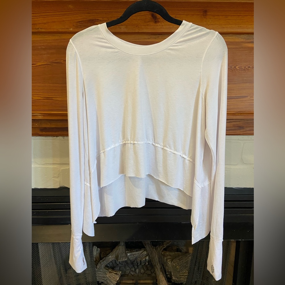 Cream Asymmetrical Long Sleeve Blouse
